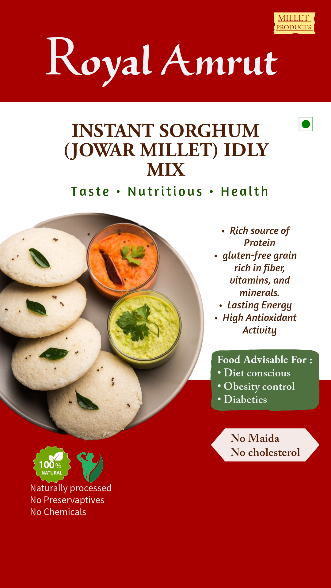 Instant Sorghum (Jowar Millet) Idly Mix